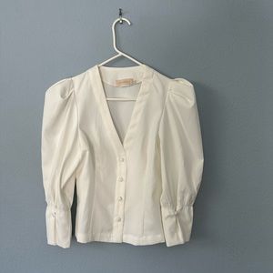 White Structured Longsleeve Blouse